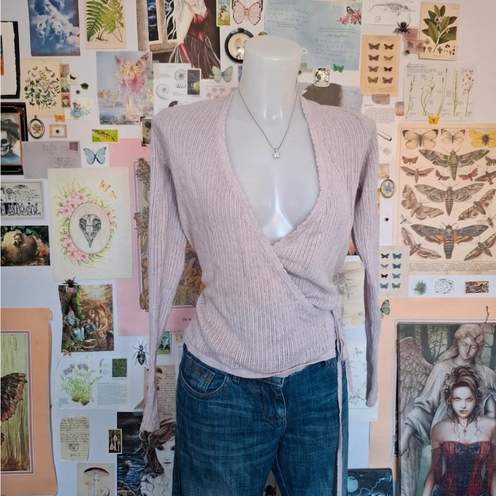 Women's Wrap Sweater in Light Pink
